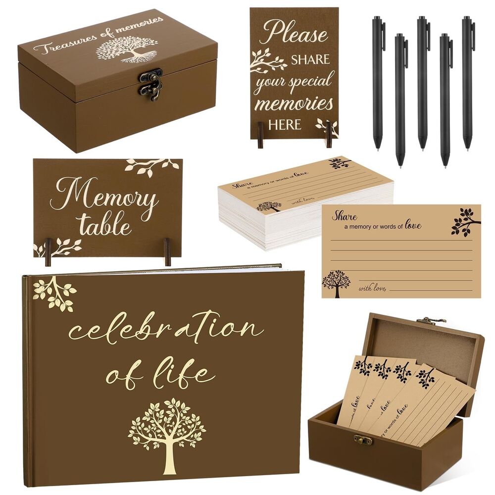 Tosstuki Celebration of Life Guest Book Funeral Memory Cards, Tree of Life